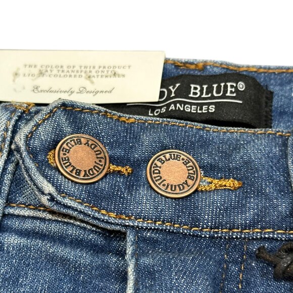 Judy Blue JB150269 Hey There Double Button Tummy Control Denim Jean Shorts Small - Picture 12 of 12